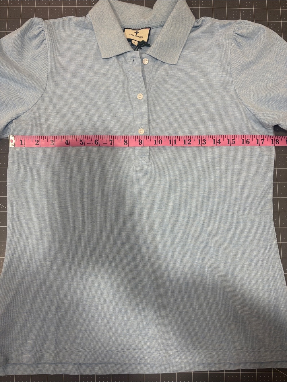 Tuckernuck Light Blue Pique Puff Sleeve Peggy Polo - Picture 7 of 8